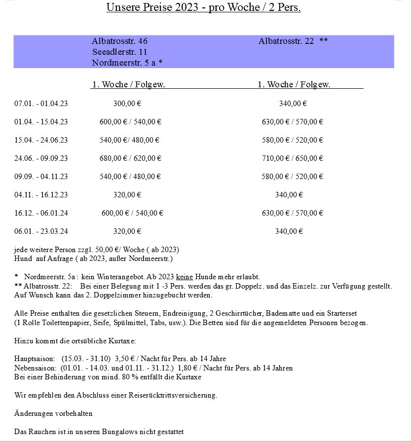 Preisliste